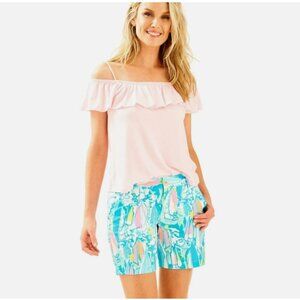 Lilly Pulitzer The Jayne Short 7" Inseam in Beach & Bae Sailboat Print - Size 14